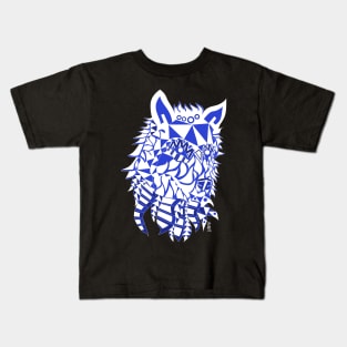 kiba the wolf in mexican pattern arts ecopop wild dog Kids T-Shirt